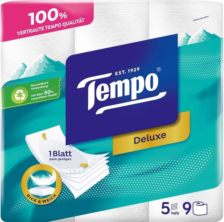 9x Tempo Deluxe Toilet Paper XXL